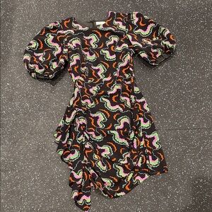 RHODE lined black multi colors Mini Dress Size 8